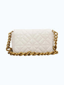 Bolsa de Ombro Acolchoada com Corrente estilo Zara Shein - Couro Legitimo