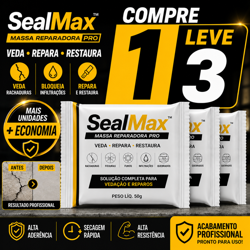 SealMax™ | Massa Reparadora Pro para Vedação e Reparos | COMPRE 1 LEVE 3