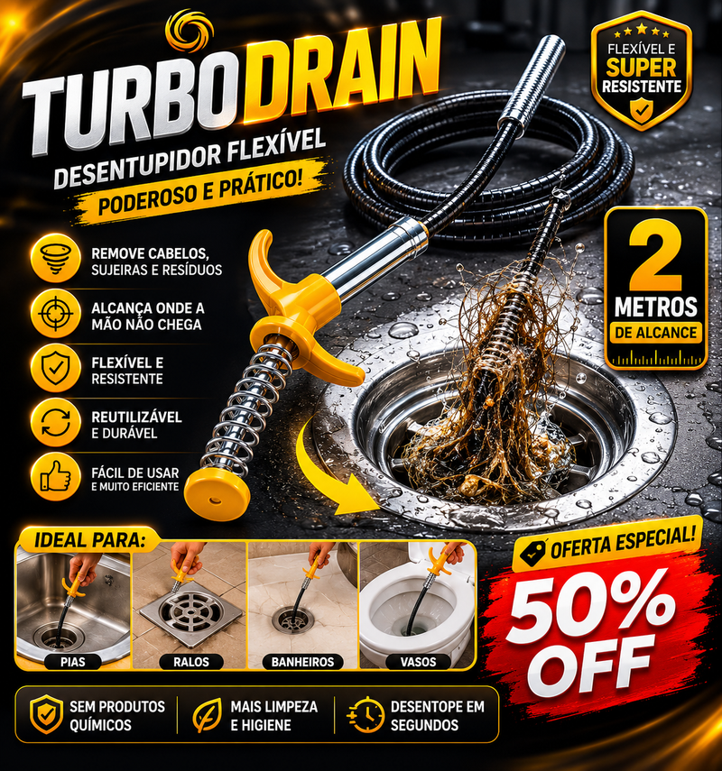 TurboDrain™ | Desentupa Ralos em Minutos Sem Produtos Químicos | FRETE GRÁTIS PARA TODO O BRASIL | 50%OFF
