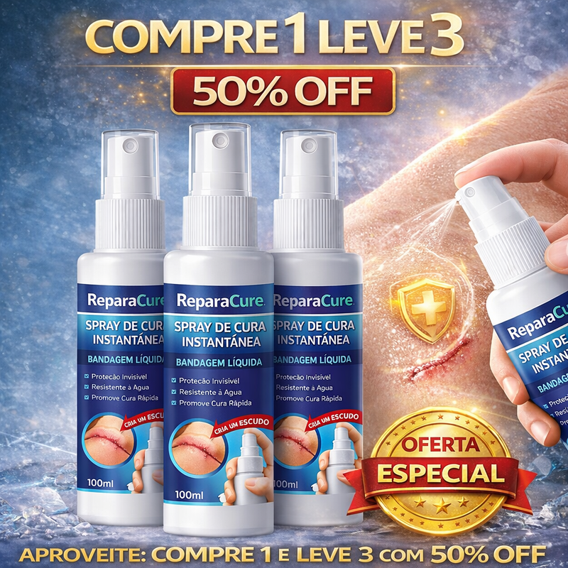 ReparaCure - Spray De Cura Remove Machucados, Feridas e Cicatrizes | FRETE GRÁTIS | COMPRE 1 LEVE 3