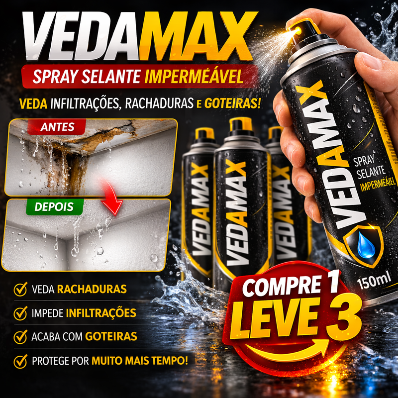 VedaMax – Spray Selante Impermeável | FRETE GRÁTIS | COMPRE 1 LEVE 3