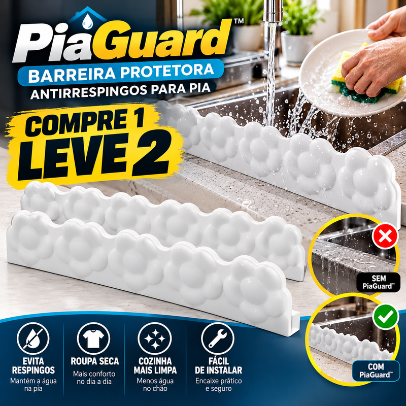 PiaGuard™ — Barreira Protetora Antirrespingos para Pia | COMPRE 1 LEVE 2 | FRETE GRÁTIS